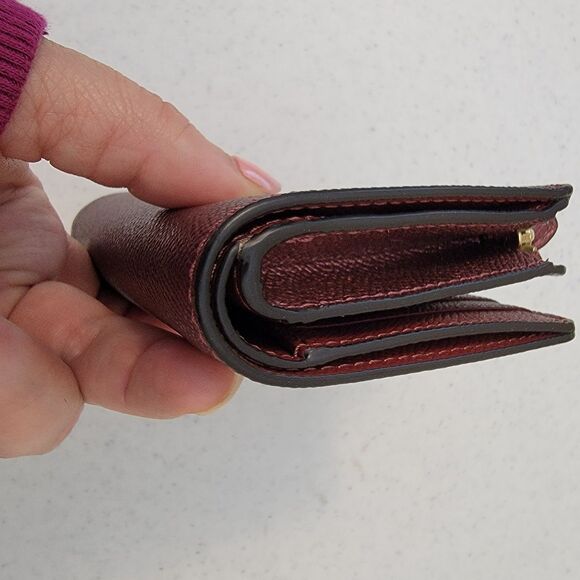 COACH Medium Corner Zip Wallet Cross Grain Leather Metallic Pink/Purple/Blush - Picture 15 of 16